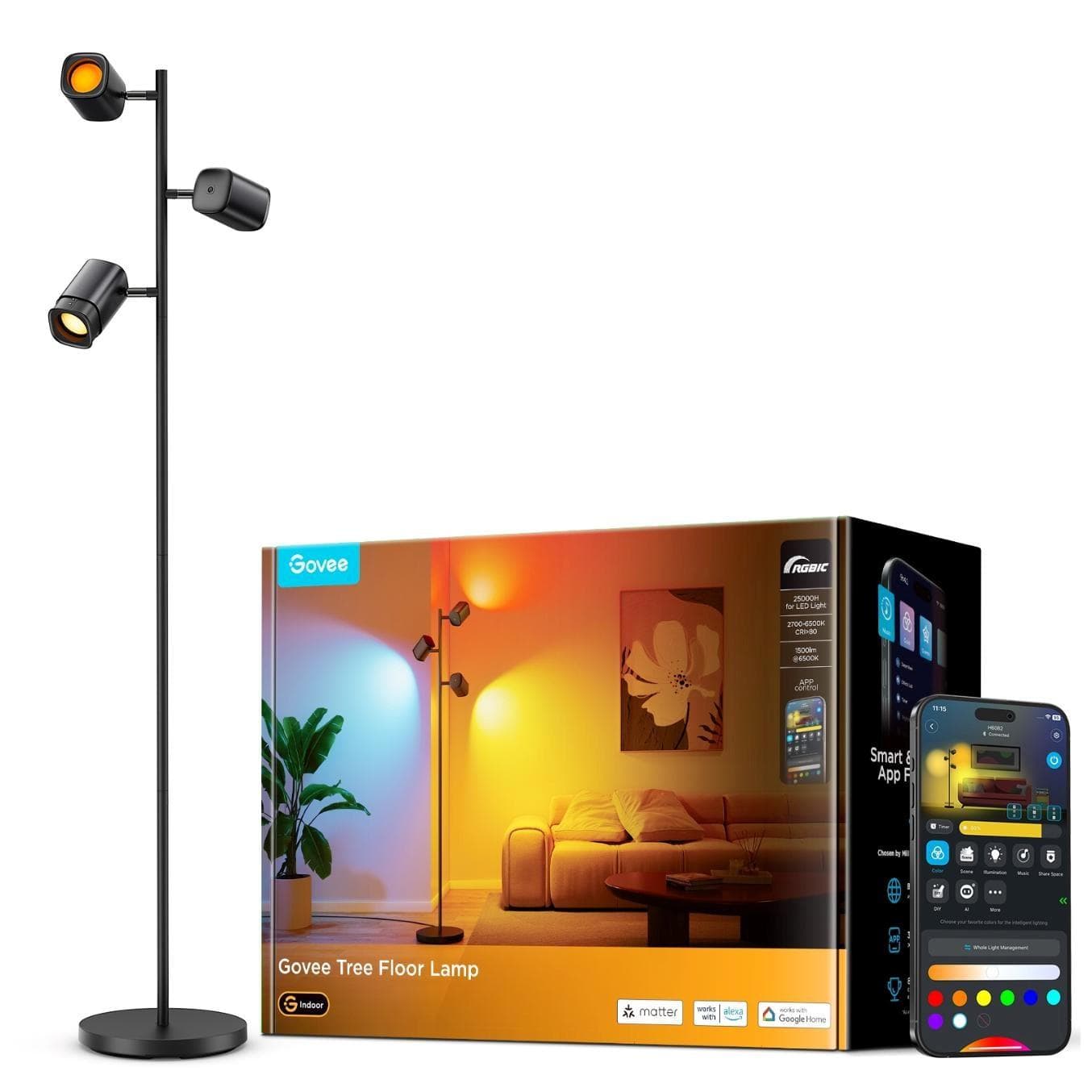 Govee Uplighter RGBICWW stojacia lampa Matter 1