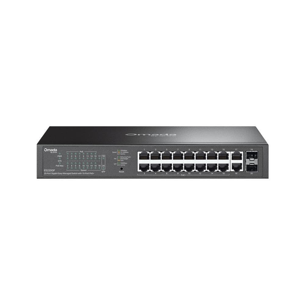 TP-Link OMADA switch ES220GP (18xGbE, 2xSFP, 16xPoE+, 150W) 1