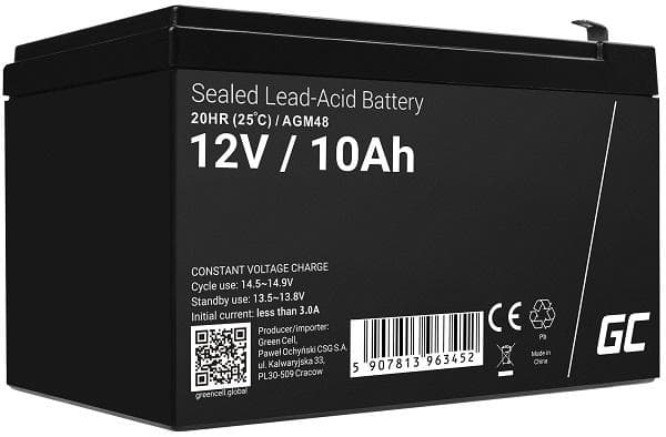 Green Cell AGM VRLA 12V 10Ah maintenance-free battery pre UPS units 1