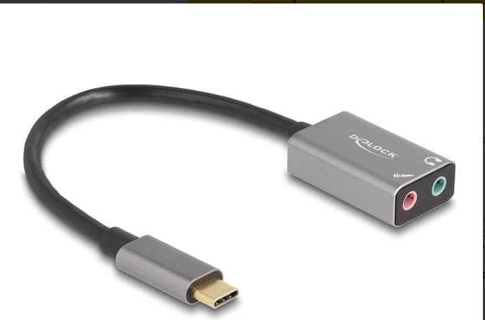 Delock Externá zvuková karta USB Type-C™ s audio adaptérom Plug & Play, 2 x 3,5 mm stereo jack 1