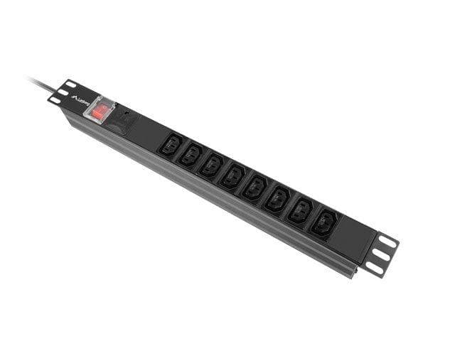 LANBERG 19" 1U 16A 2M 8X ZÁSUVKY IEC C13 ČIERNA C20