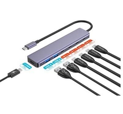 PLATINET HUB 7IN1 10GB USB-C TO 4X USB-C 3.2 GEN2 + 2X USB-A 3.2 GEN1 + 1X USB-C PD 100W ALU 1