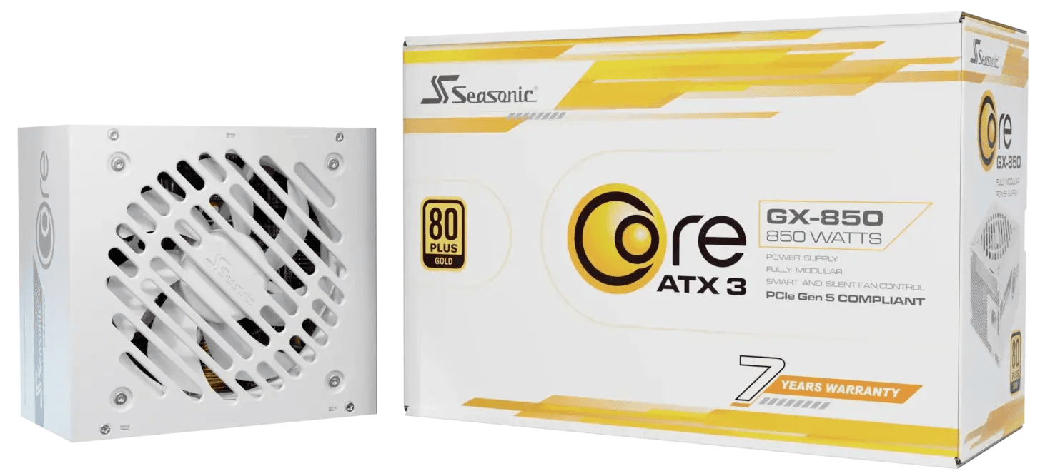SEASONIC zdroj 850W Core GX-850, ATX 3.1, 80+ Gold, biely 1
