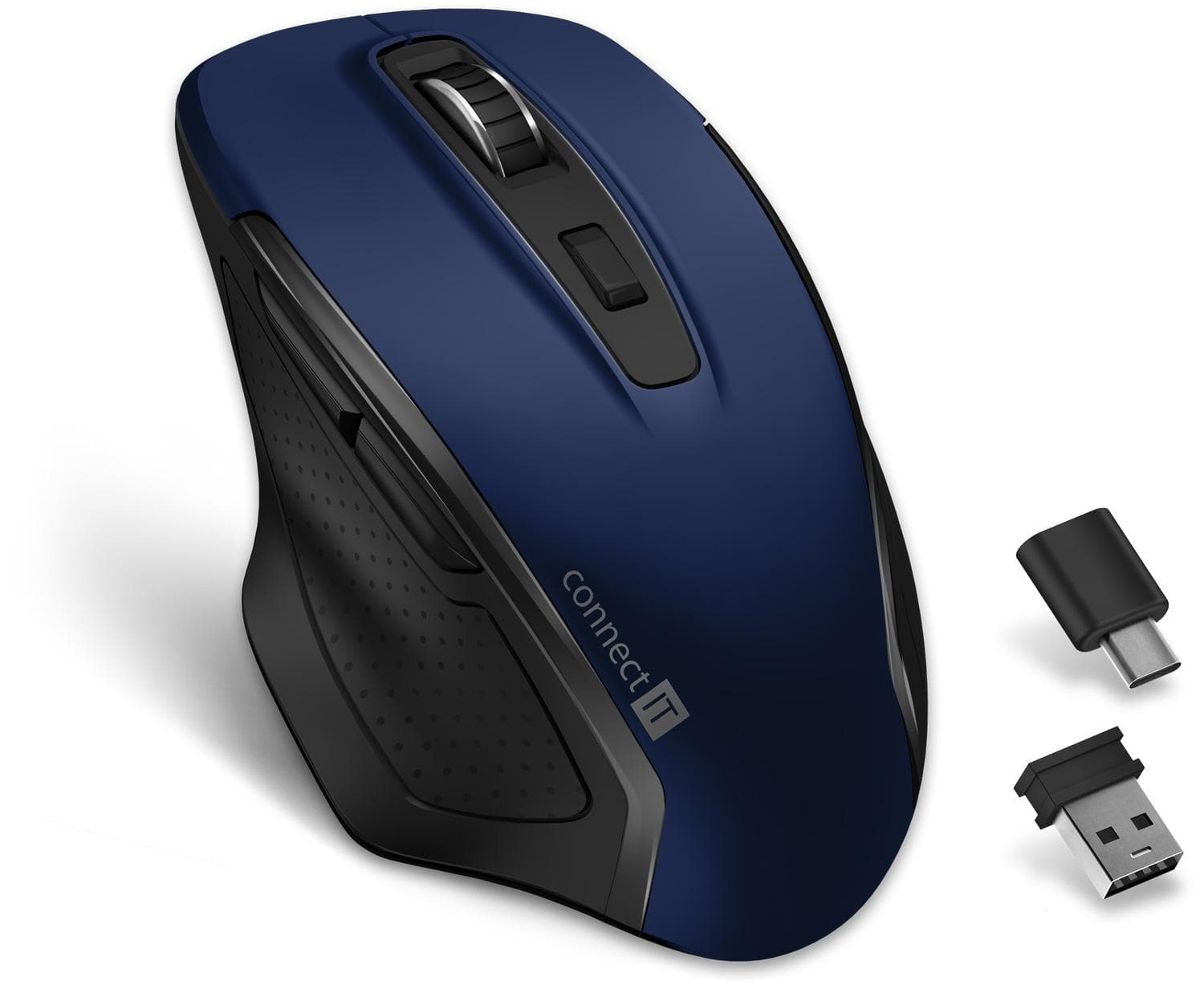 CONNECT IT Dual SmartSwitch bezdrôtová myš, USB-A + C (+1x AA batéria zadarmo), MODRÁ