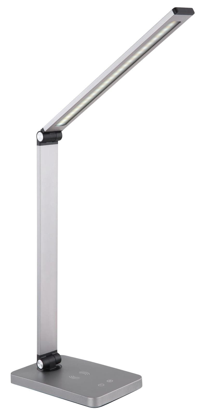Platinet PDL888S stolná LED lampa 10W stmievateľná, bezdrôtové nabíjanie, USB port, strieborná 1