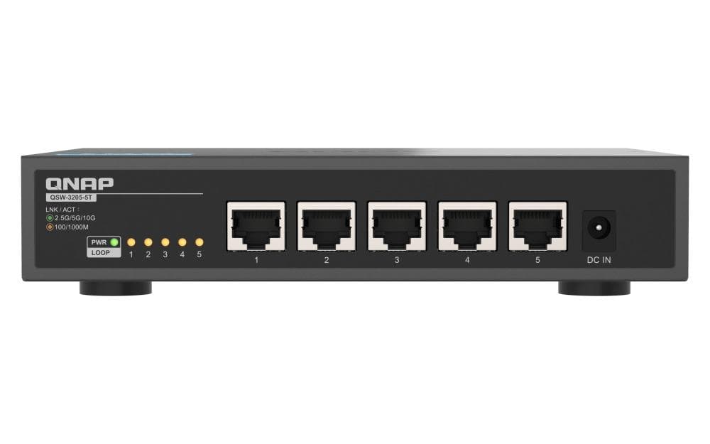 QNAP switch QSW-3205-5T (5x 10GbE port, pasiv. chladenie, podpora 100M/1G/2,5G/5G a 10G)