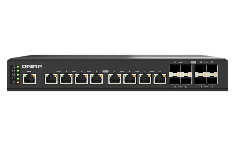 QNAP riadený priemyselný switch QSW-IM3216-8S8T: 16x 10G porty (8x 10Gb SFP+ a 8x 10Gb RJ-45) 1