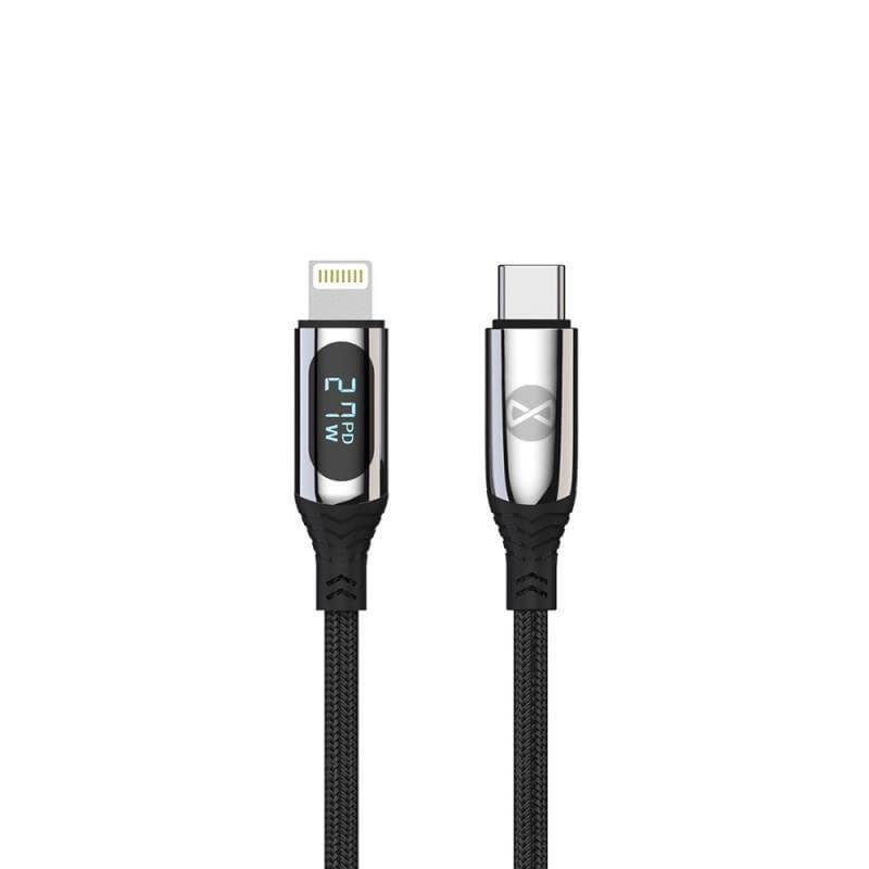 Dátový kábel s LCD Forever USB-C/Lightning 1m 27W čierny 1