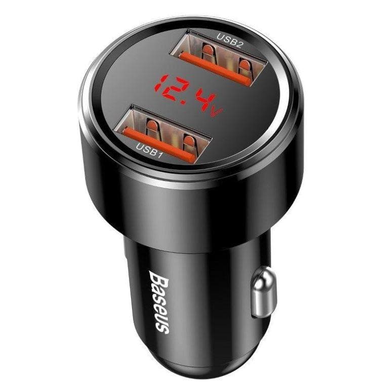 Baseus nabíjačka do auta Magic 2x USB 45W 6A s displejom čierna 1