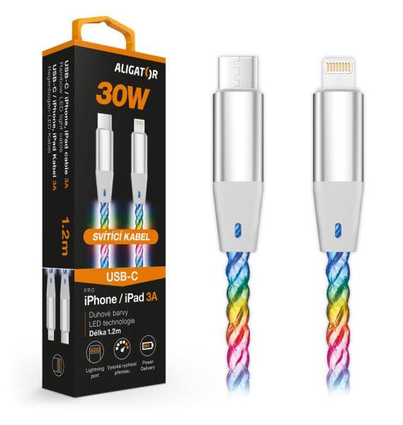 ALIGATOR Dátový kábel LIGHT 3A, 30W USB-C/Lightning 0,5m 1
