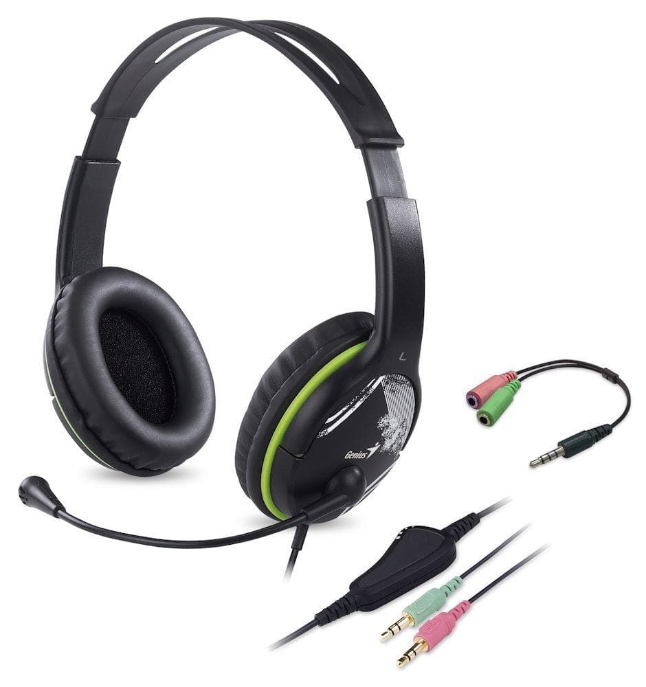 Slúchadlá s mik. GENIUS HS-400A green + redukcia