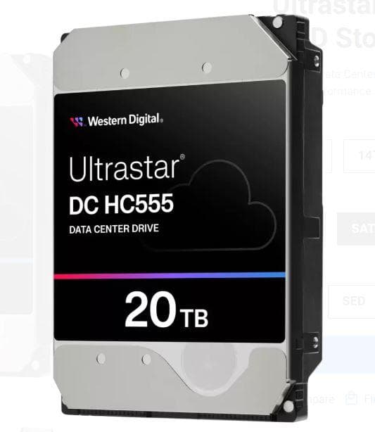WD Ultrastar DC HC555/20TB/HDD/3.5"/SATA/M.2 SATA/7200 RPM/Strieborná/5R