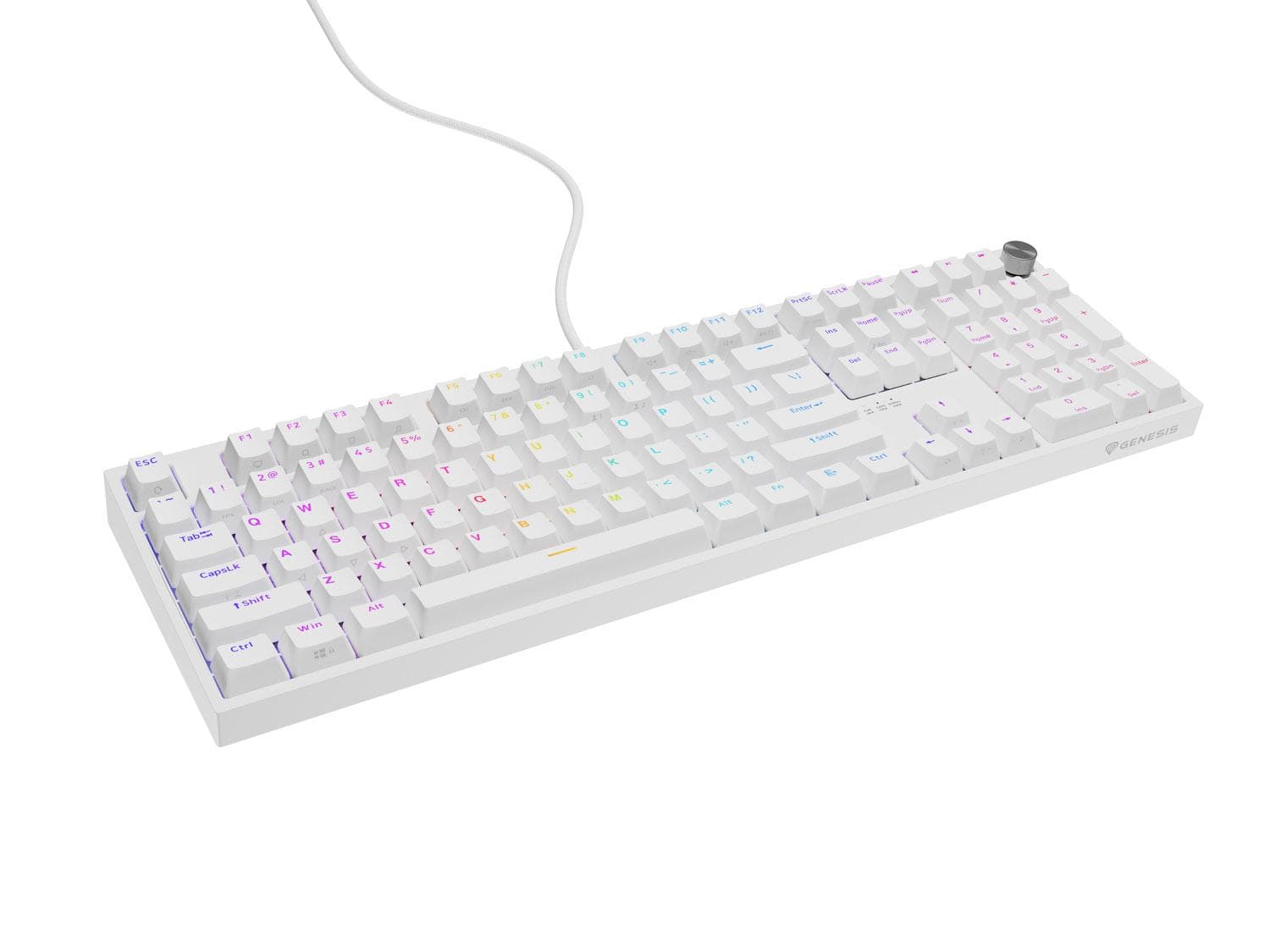 Herná mechanická klávesnica Genesis THOR 404/RGB/Outemu Peach Silent/Drôtové USB-A/US layout/Biela