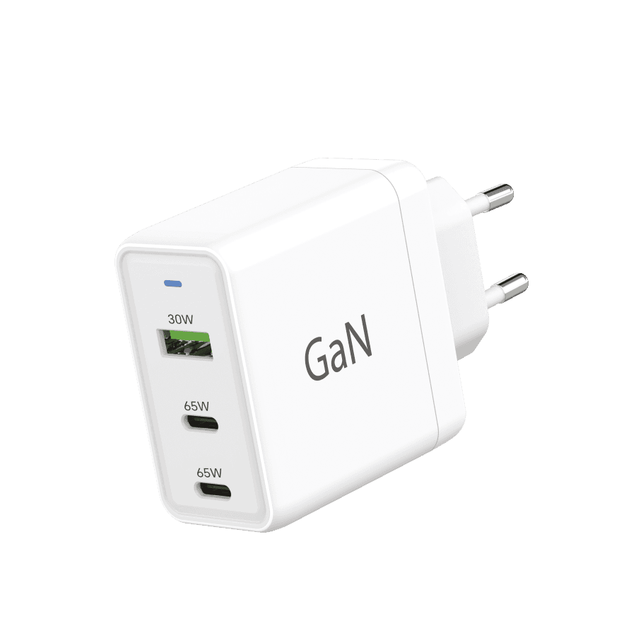 WG - Sieťová nabíjačka GaN 3x USB, 1x USB-A 30W + 2x USB-C 65W, biela