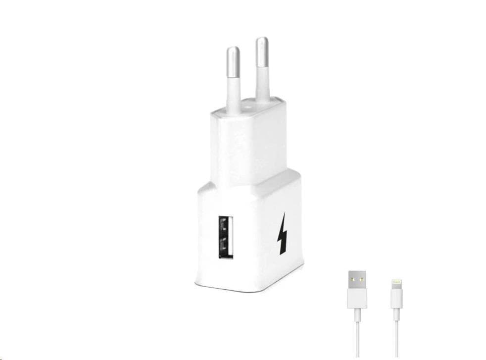 WG - Sieťová nabíjačka 1x USB-A, Quick Charge 3.0, 5V-9V-12V, kábel USB-A na Lightning, biela 1