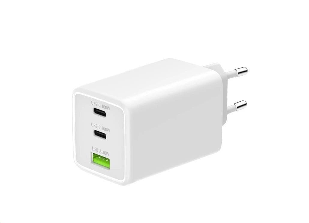 WG - Sieťová nabíjačka GaN 100W, 3x USB, 1x USB-A + 2x USB-C, white 1