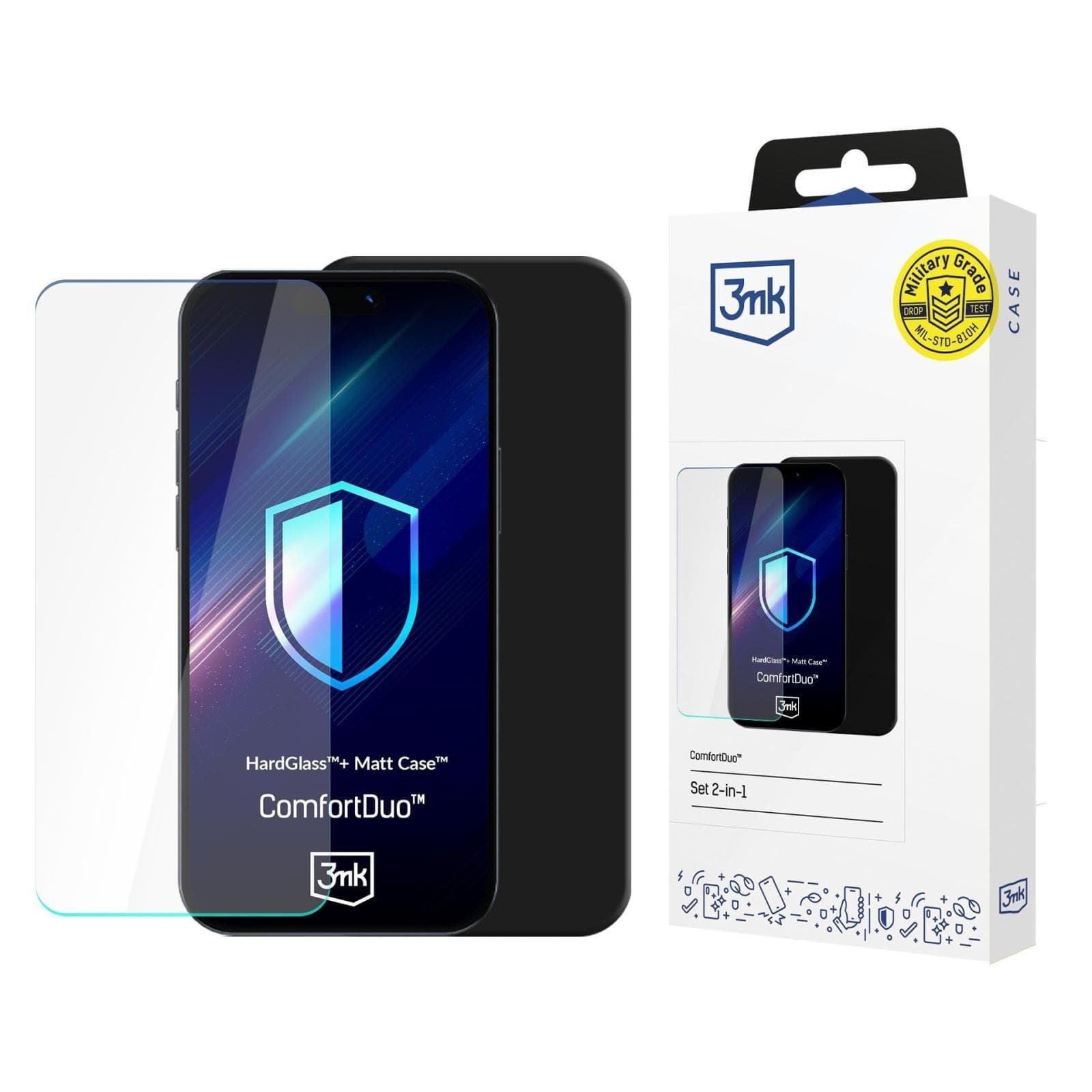 3mk kryt + tvrdené sklo ComfortDuo Matt Black pre Google Pixel 9A 1