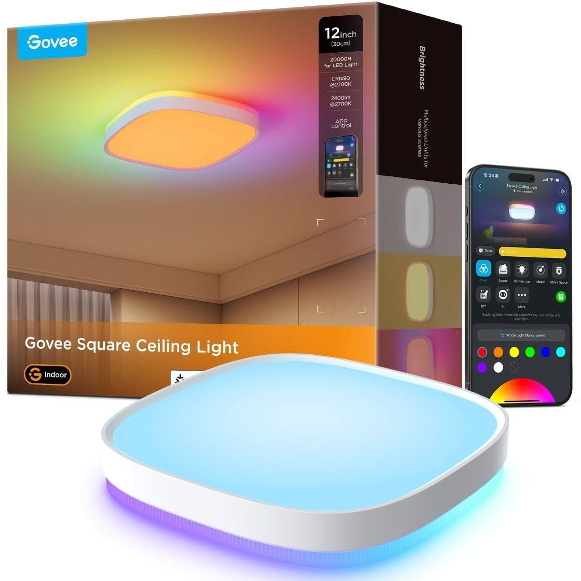 Govee RGBICWW Smart štvorhranné stropné svetlo 2400lm 30cm Matter 1