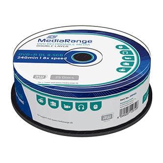 Mediarange DVD+R, MR469, 8.5GB, 8x, cake box, 25-pack, bez možnosti potlače, 12cm, Double Layer, pre archiváciu dať 1
