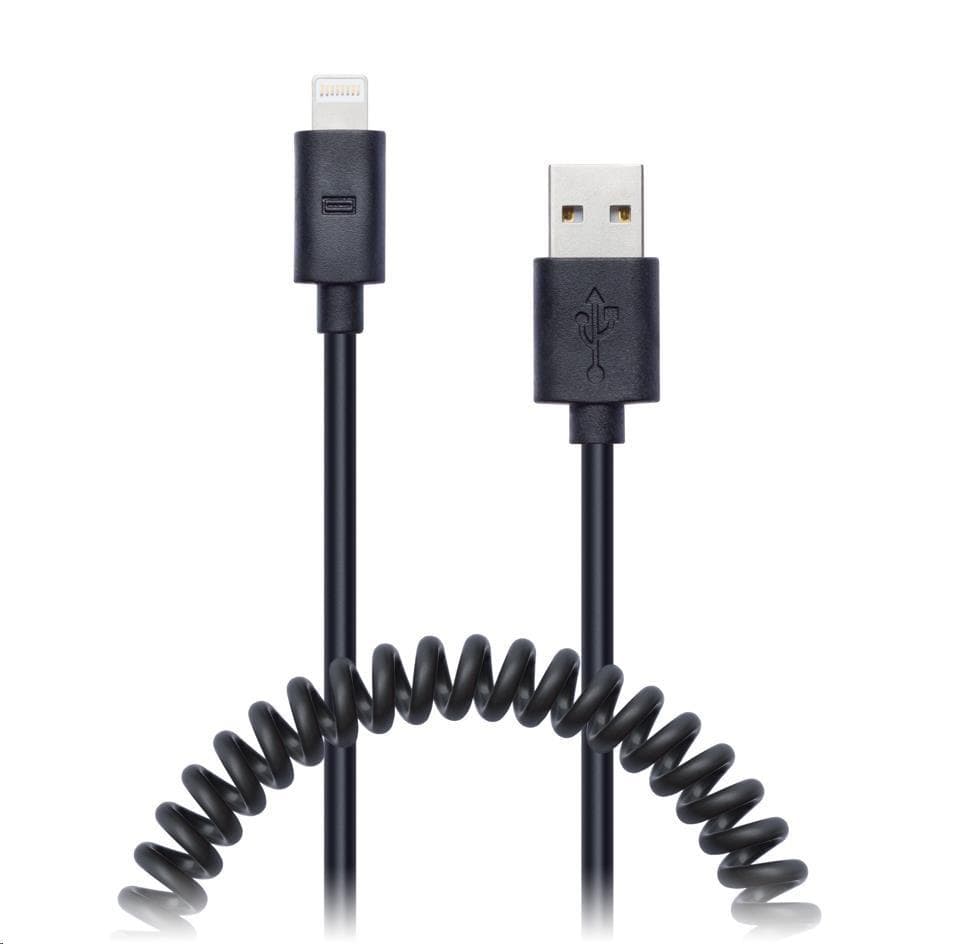 CONNECT IT Wirez Apple Lightning - USB špirálový flexibilný kábel, 1, 2 m, čierny 1