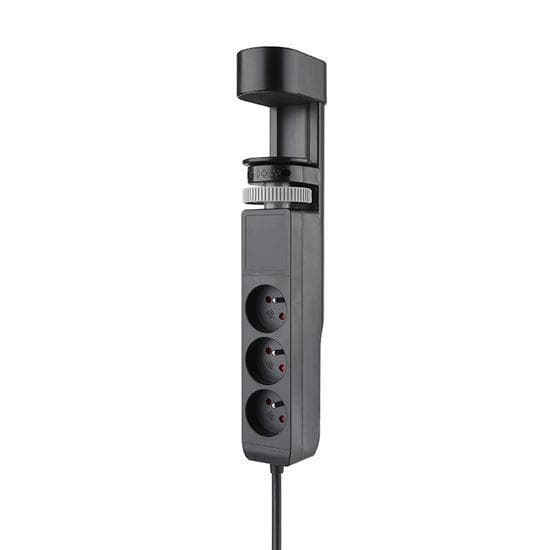 Solight 3z + USB A + C prenosné stolné zásuvky, 2m, čierna, USB rýchlonabíjačka 20W PD 1