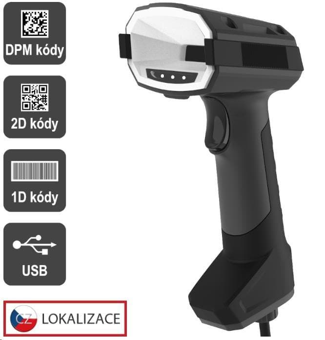 Virtuos CCD 2D DPM priemyselná čítačka HT-880DPM, USB, tmavo šedá