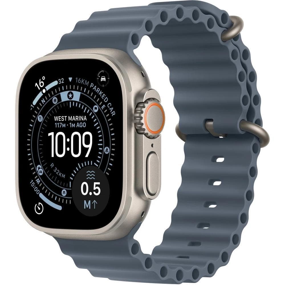 Apple Watch Ultra 3 GPS + Cellular 49mm Natural Titanium Case with Anchor Blue Ocean Band 1
