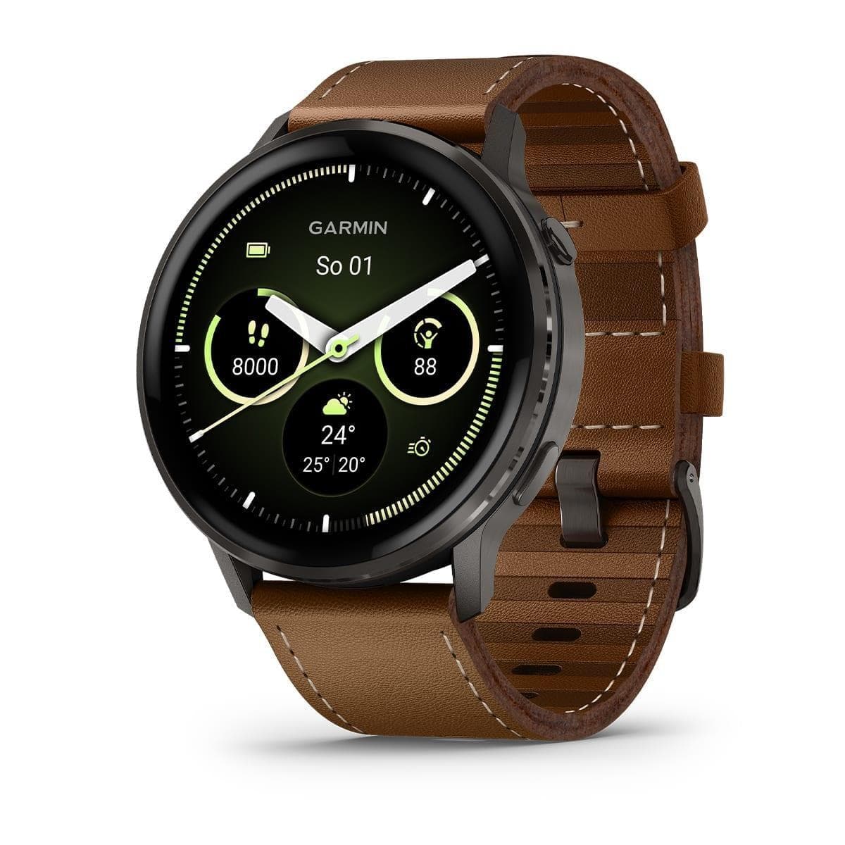 Garmin Venu 4 (45 mm) Slate / Čierny silikónový remienok a Hnedý kožený remienok, EU