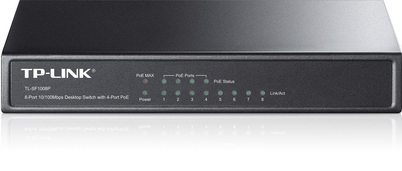 TP-Link TL-SF1008P 8x10/100 (4xPOE) 66W Desktop kovový CCTV Switch 1