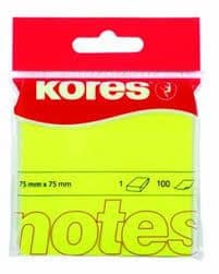 Bloček samolepiaci 75x75mm žltý neón 100 listov Kores 1