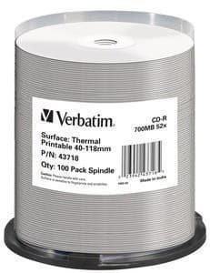 VERBATIM CD-R(100-Pack)Spindle/AZO/52x/700MB/Thermal Printable No ID Brand 1