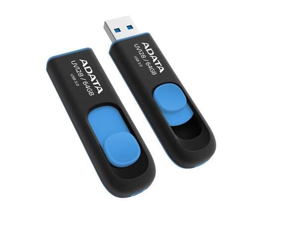 ADATA Flash 64GB UV128, USB 3.1 Dash Drive (R:90/W:40 MB/s) čierna/modrá 1