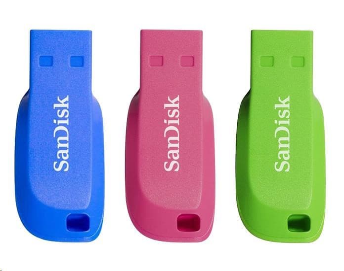SanDisk Flash Disk 16GB Cruzer Blade (3-pack, 3x 16GB) USB 2.0, modrá, zelená, ružová 1