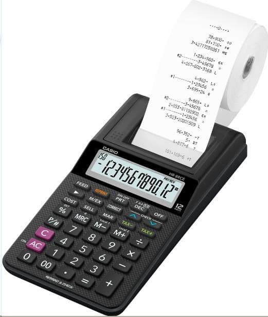 CASIO kalkulačka HR 8 RCE BK, tlačový klakulátor 1