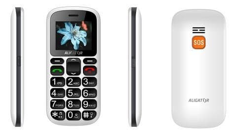 Aligator A321 Senior Dual SIM, biela + nabíjací stojan 1