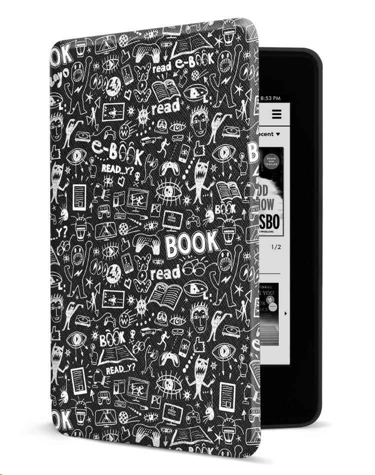 CONNECT IT púzdro pre Amazon NEW Kindle Paperwhite 4 (2018), čierne Doodle