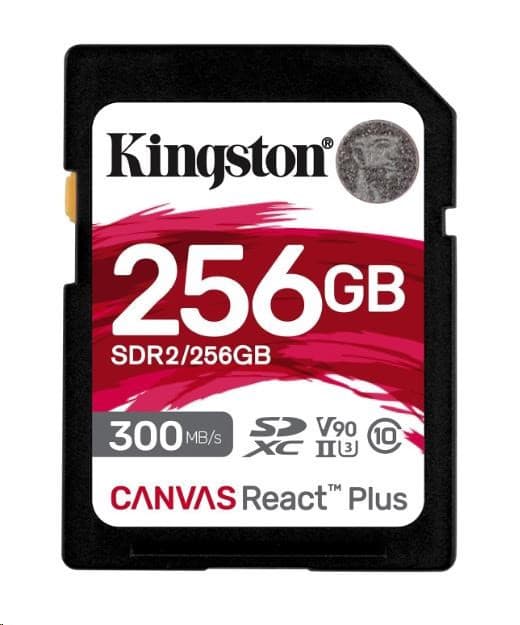 Kingston 256 GB Canvas React Plus SDXC UHS-II 300 R/260 W U3 V90 pre Full HD/4K/8K 1