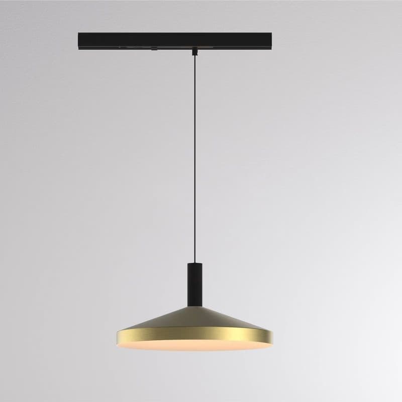 LED závesné svietidlo na lištu LORA III, mosadz, Ø 36 cm, 40°, CCT, 3-fázové