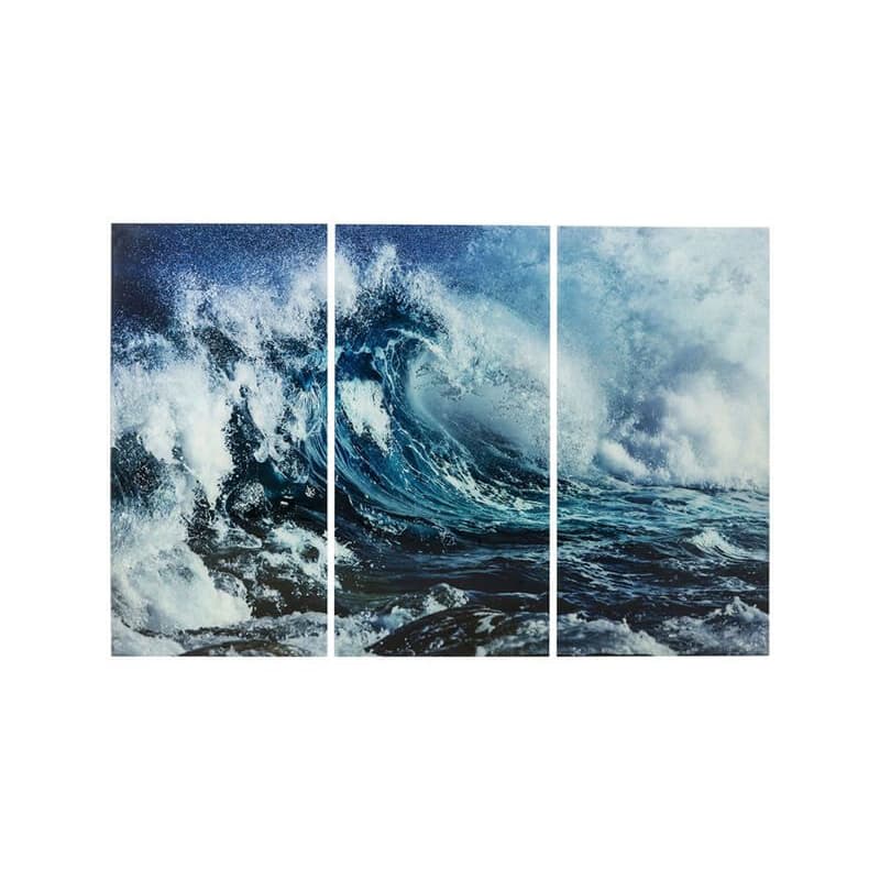 Triptychon Wave obraz sklenený modrý