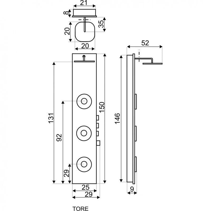 KERRA - Sprchový panel s hydromasážou Tore (čierny) 5907548105516 5