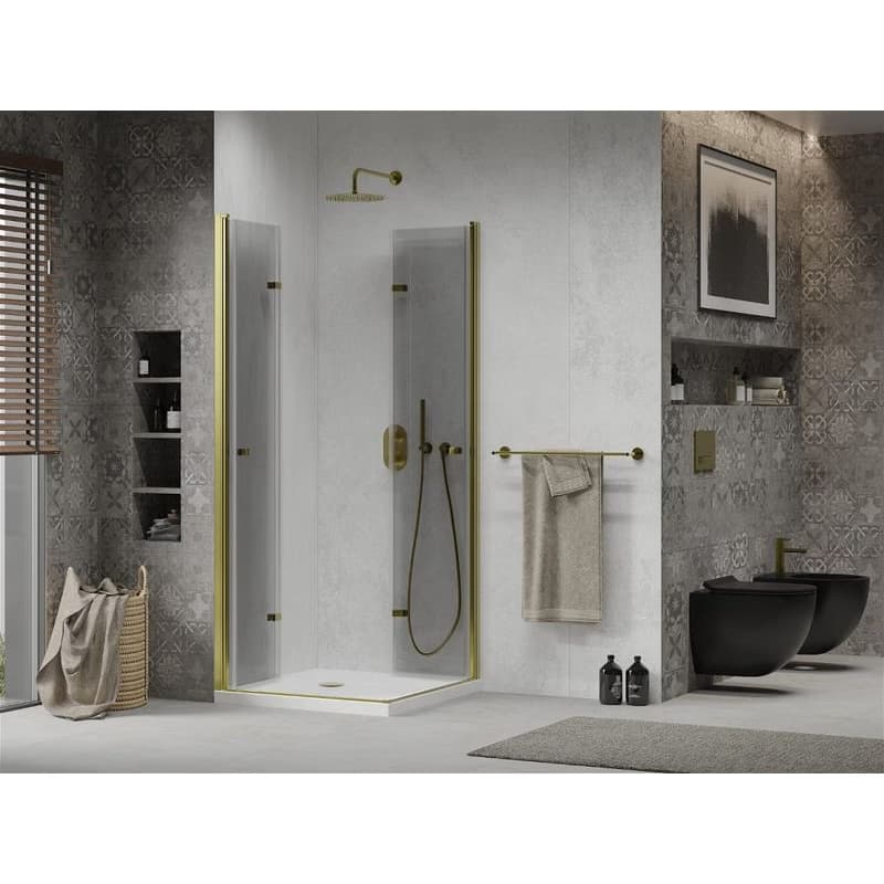 MEXEN/S - Lima Duo sprchovací kút 80x80, transparent, zlatá + vanička so sifónom 856-080-080-50-02-4010G 4
