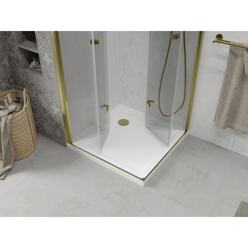MEXEN/S - Lima Duo sprchovací kút 80x80, transparent, zlatá + vanička so sifónom 856-080-080-50-02-4010G 6