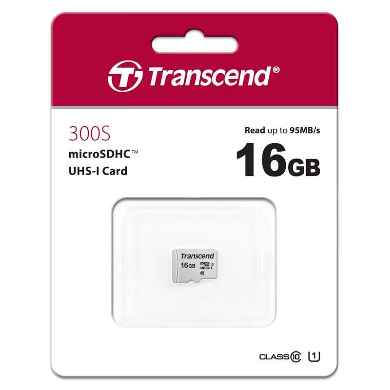 TRANSCEND MicroSDHC karta 16GB 300S, UHS-I U1 + adaptér 2