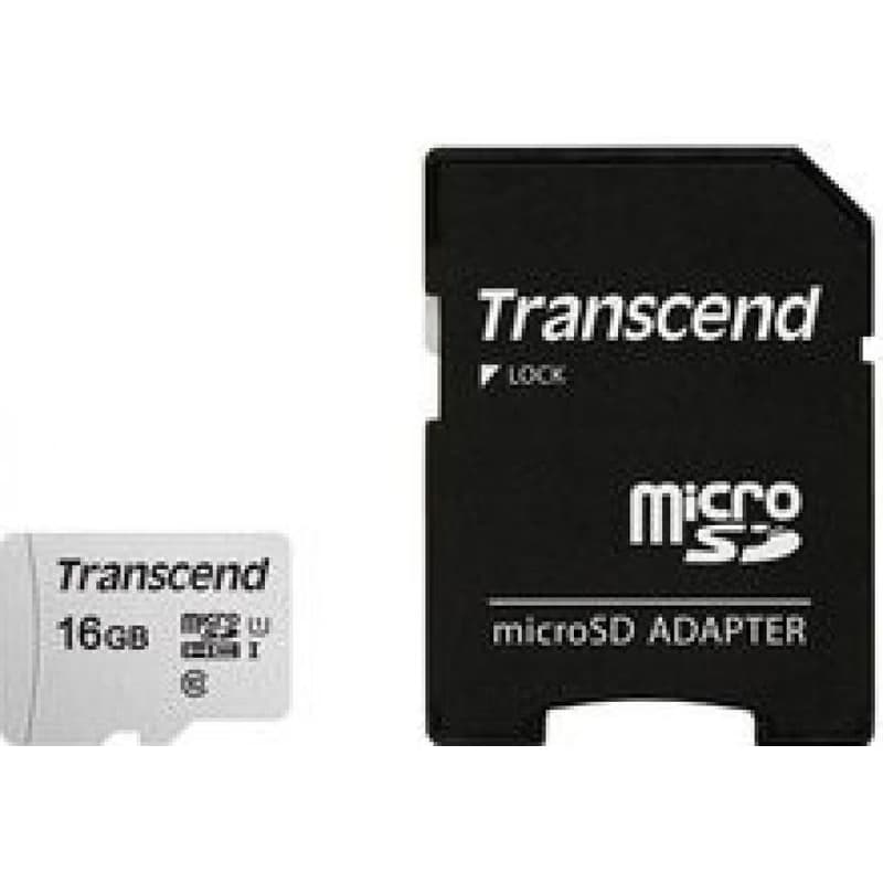 TRANSCEND MicroSDHC karta 16GB 300S, UHS-I U1 + adaptér 6