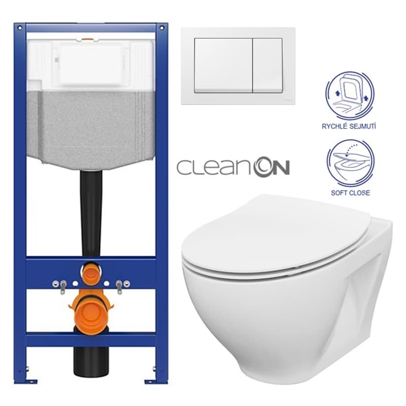 CERSANIT predstenový inštalačný systém s bielym tlačidlom K97-516 + WC CERSANIT CLEANON MODUO + SEDADLO K97-526 516 MO1