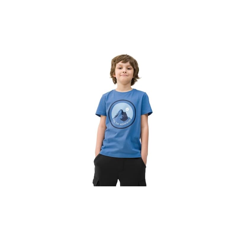 Chlapčenské turistické tričko s krátkym rukávom 4F JUNIOR TSHIRT-4FJWSS24TTSHM1133-33S-BLUE