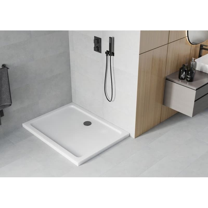 MEXEN/S - Flat sprchová vanička obdĺžniková slim 80 x 70, biela + čierny sifón 40107080B 2