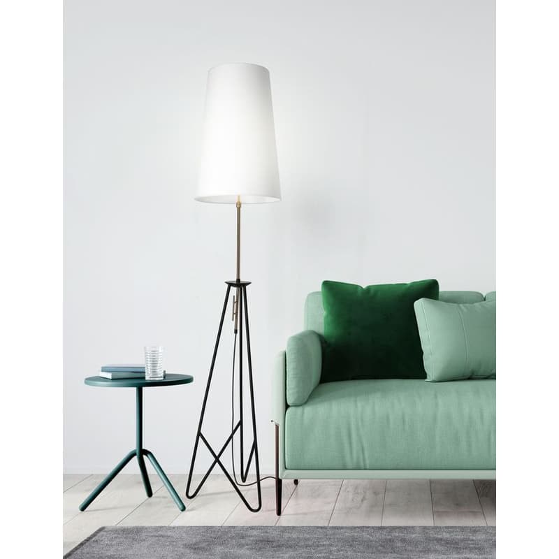 Stojaca lampa TAFLO čierno-zlatá 1xE27 tienidlo biele