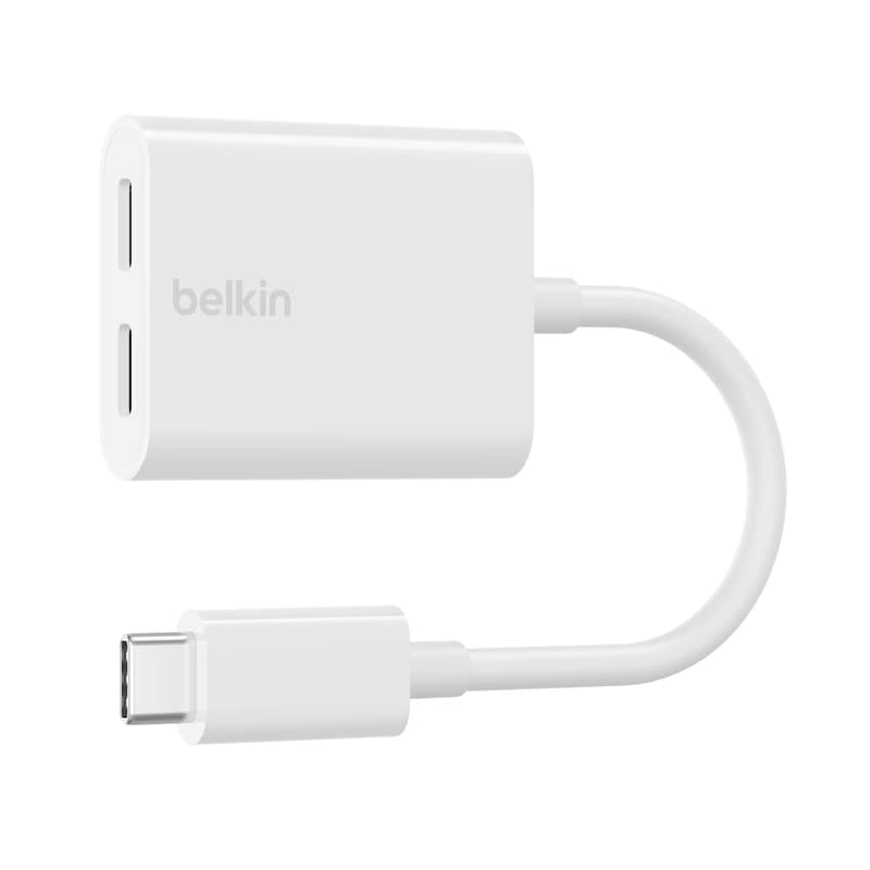 Belkin USB-C adaptér/rozdvojka - USB-C napájanie + USB-C audio/nabíjací adaptér, biela