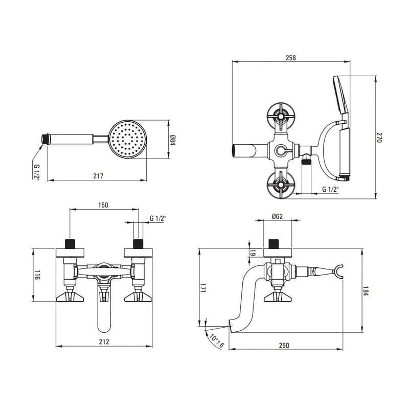 DEANTE - Temisto mosadz - Vaňová batéria, so sprchovacím setom BQT_M11D 4